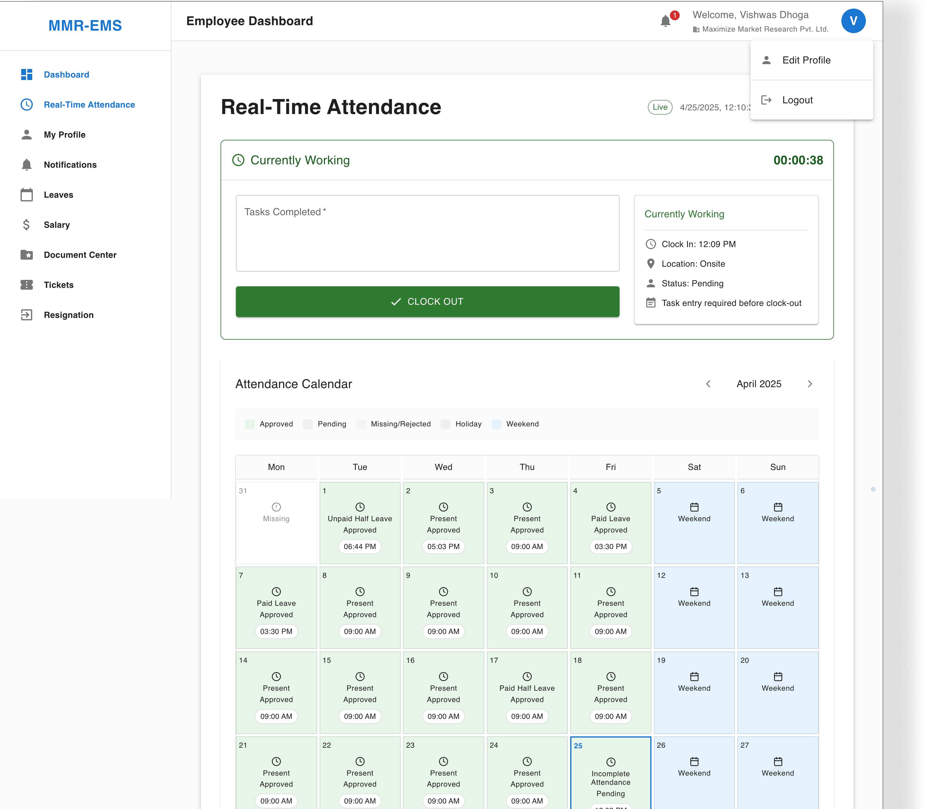 TeamSync Dashboard - Comprehensive employee management interface